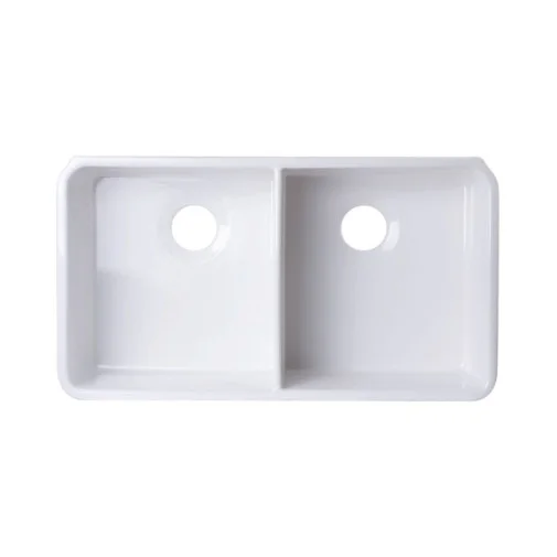 32 ALFI double bowl undermount fireclay in white