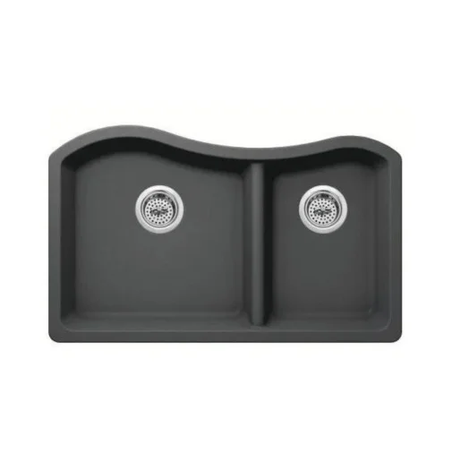 60 40 Dual Bowl in Black Granite Composite