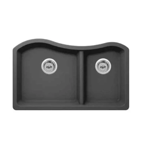 60 40 Dual Bowl in Grey Granite Composite