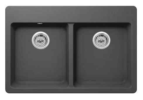 50/50 Dual Bowl in Grey Granite Composite